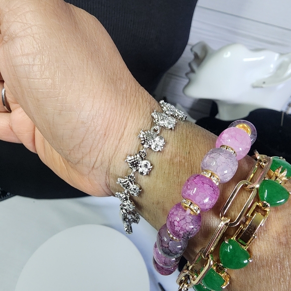 Silver Owl Bracelet White Gold Filled New - Picture 4 of 8